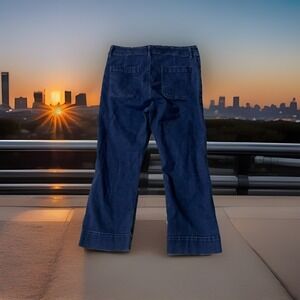 Loft Jeans Woman's 32 14‎ High Waist Straight Leg Belted Ankle Jeans Dark Blue